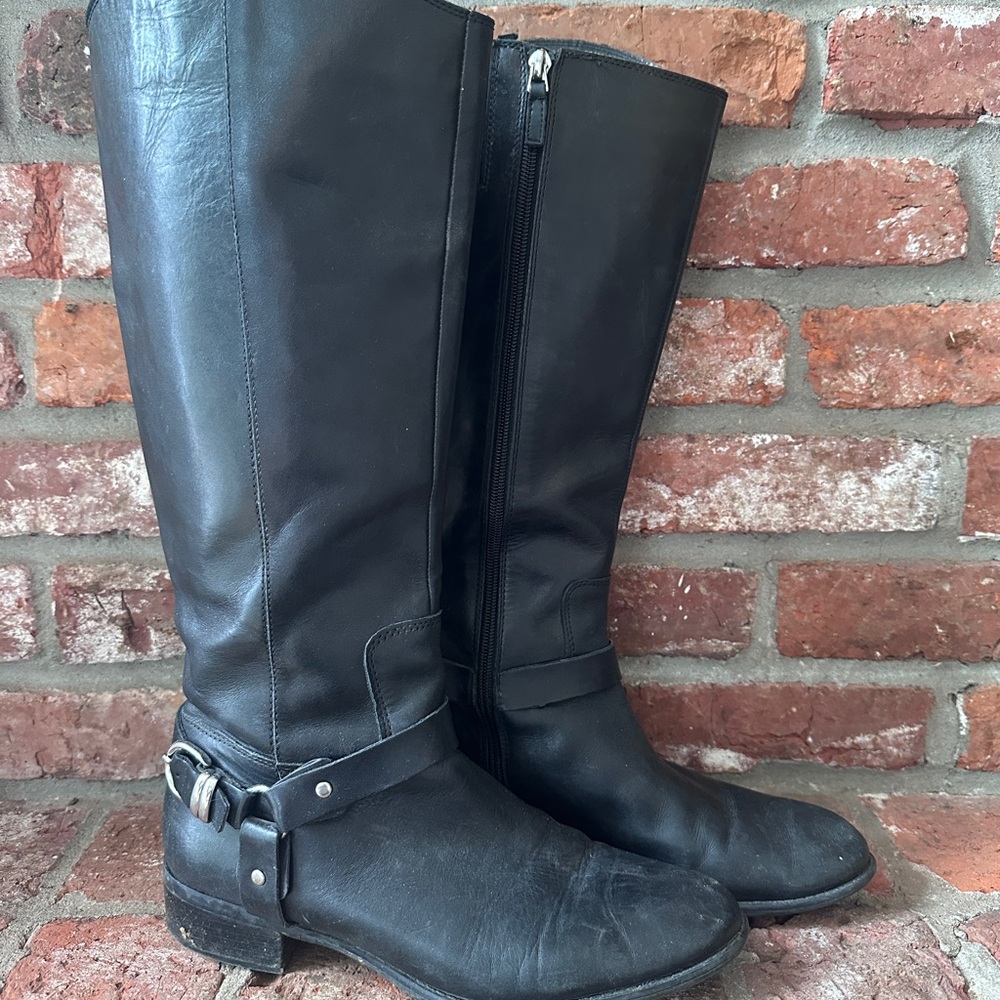 Franco Sarto Tall Black Leather Boots 10
